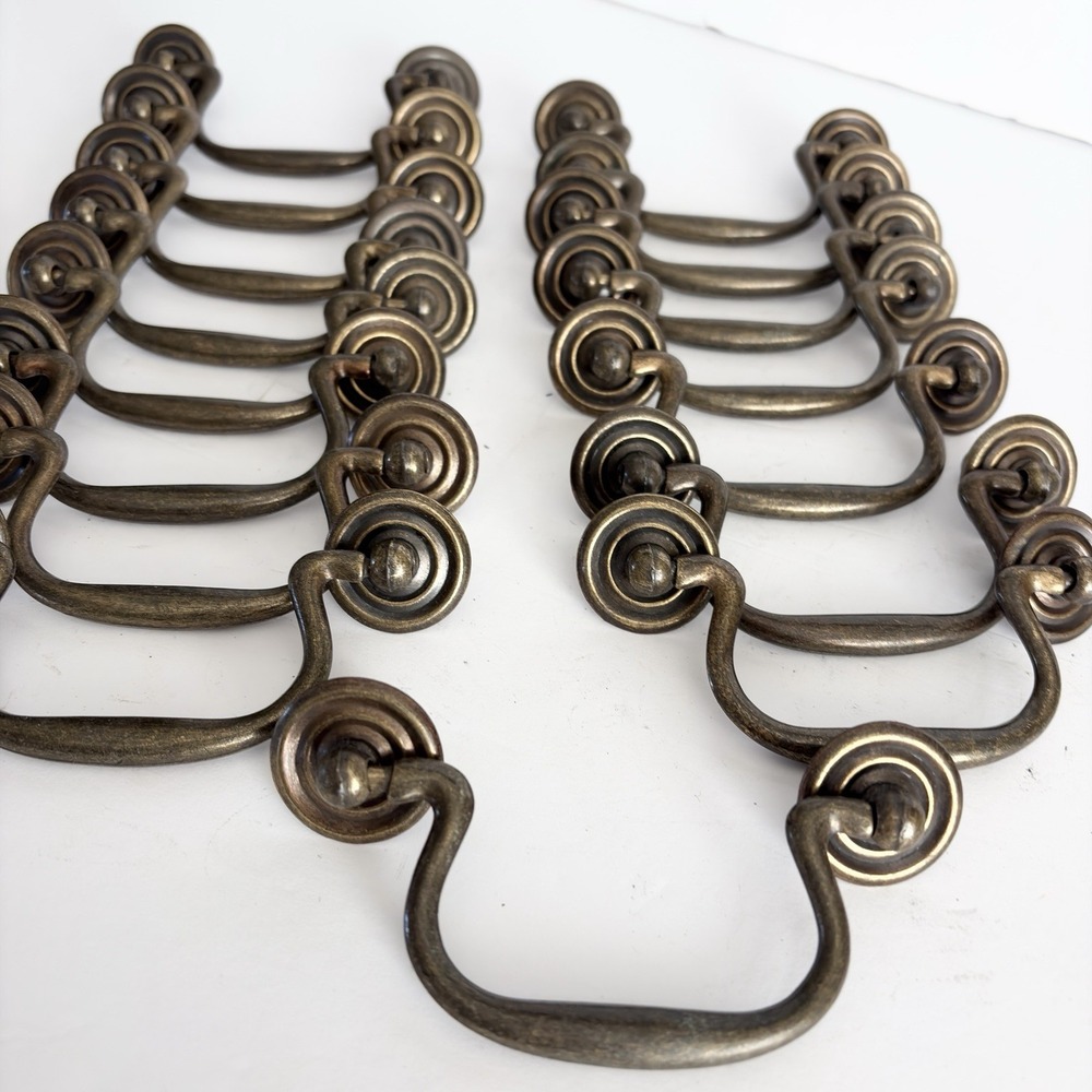 16 Antique Brass Tone Bail Drawer Pulls Handles Steampunk Vintage Style Hardware